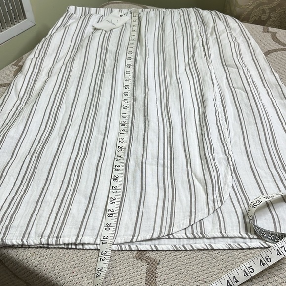 Mododoc Striped Cotton Faux Wrap Elastic Waistband midi skirt, size extra large - Picture 5 of 15